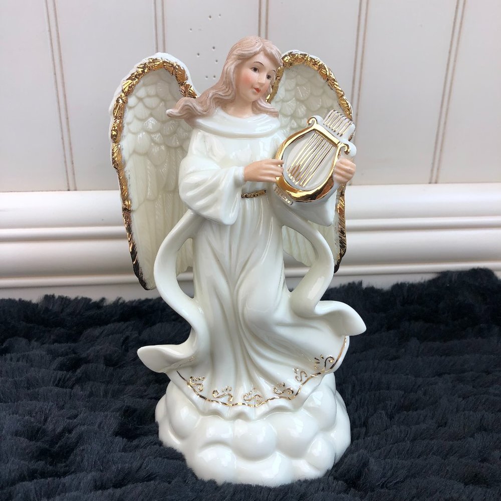 Geo Z Lefton Vintage (98) Musical Angel with Harp Collectible Fairycore